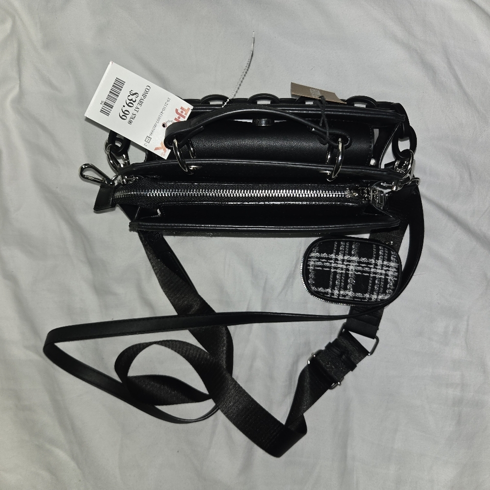 Steve Madden Monochrome Plaid Crossbody Bag - Picture 2 of 2